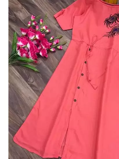 Designer Slub Cotton Fully Stitched Anarkali Dress