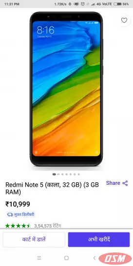 Redmi Note 5 Ram 3gb Rom 32gb