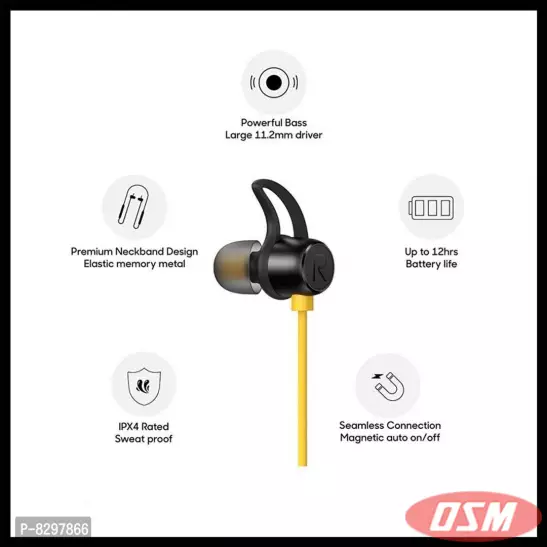 RM-108 In-Ear Bluetooth Neckband Earphone With Mic Realme Neckband Blu