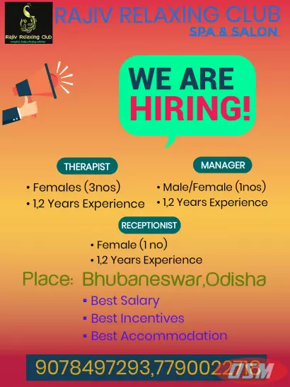 Urgently Required Female Therapist In A SPA Center At Bhubaneswar