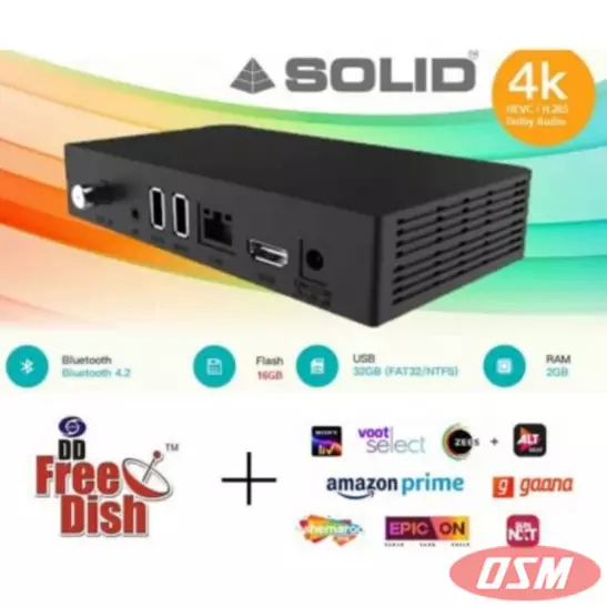 SOLID AHDS2-1080 Freedish Suitable FTA Hybrid Android 10 Smart TV Box