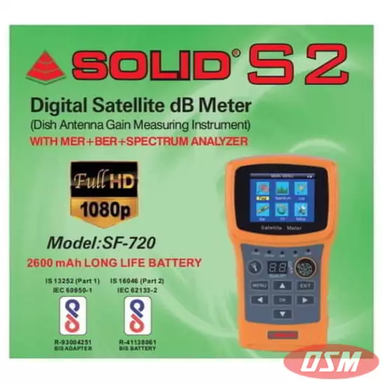 SOLID SF-720 Rechargeable Digital Satellite DB Meter With Torch (2023)