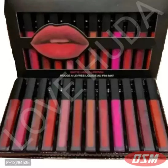 Professional Multicolour Waterproof Liquid Matte Lipstick Set Of 12