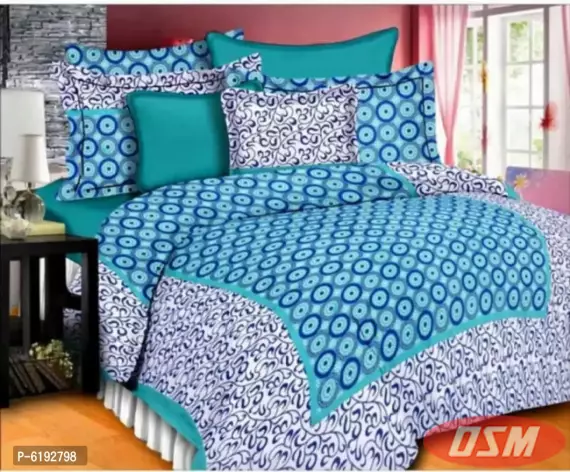 Elegant Cotton Printed Bedsheet With Pillow Cover Queen Size