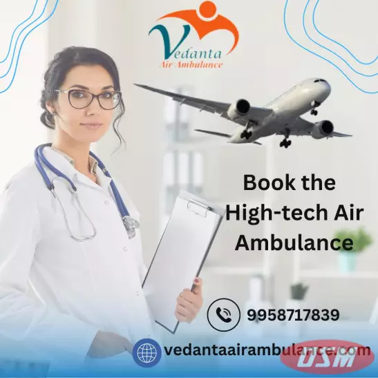 Vedanta Air Ambulance Service In Indore With  Medical Tools