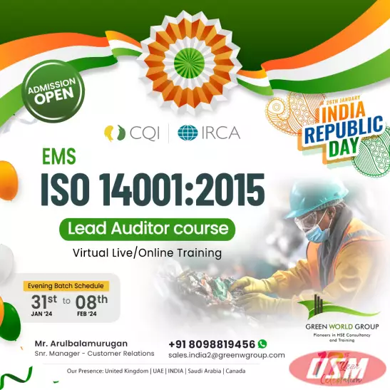 ISO 14001:2015 IRCA Lead Auditor With Green World Group