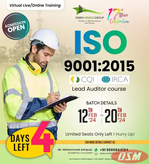 ISO 9001:2015 IRCA/CQI Lead Auditor Course In Patna