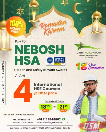 Nebosh HSW Ramadan Offer At Green World Group