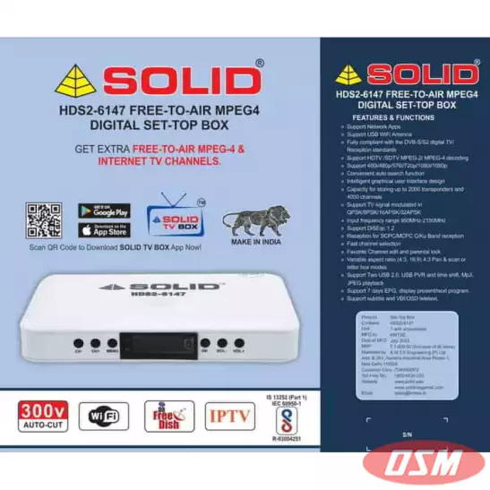 SOLID HDS2-6147 DVB-S2/MPEG-4 FullHD FTA Set-Top Box