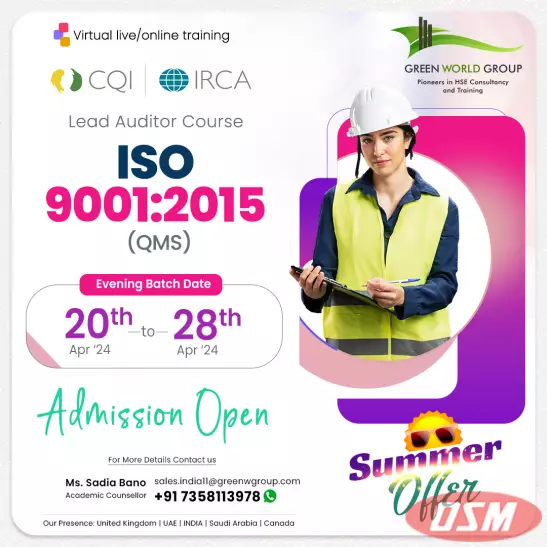 ISO 9001:2015 Lead Auditor Course In Bangalore
